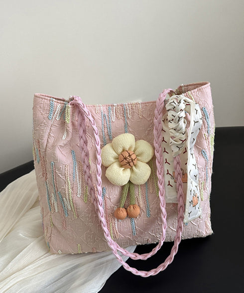 スカーフ付き 大容量トートバッグ 韓国風 レディース 女性バッグ おしゃれ 肩掛けバッグ 軽量 立体花ポイントバッグ  マザーズバッグ カジュアル鞄 手提げバッグ 98ZHUOQ-001